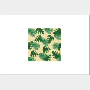 Tropical Palm Leaf Pattern Posters and Art